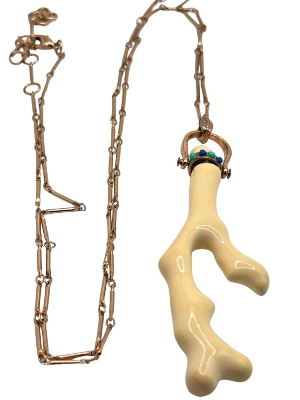 🌼Stella & Dot Cameron Enameled Porcelain Coral Branch Necklace Long Coastal Chic